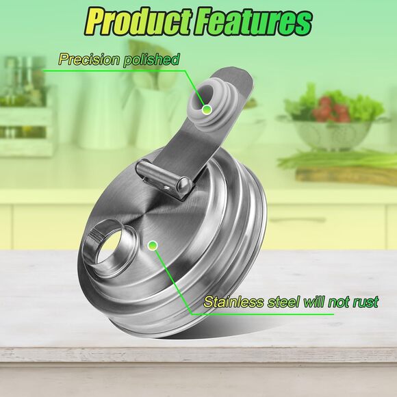 Amazon Mason Jar Pour Spout Stainless Steel Wide Mouth Spout Flip Cap Lids Set 2 - Picture 2 of 8